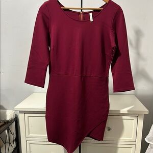 Red Bodycon Knee-Length Dress